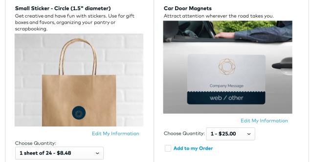 purchased with Business Cards